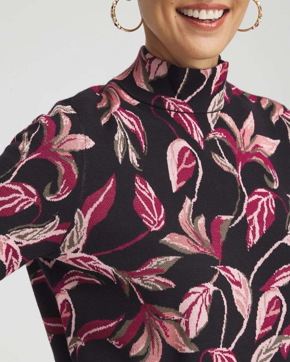 Jacquard Mock Neck Sweater click to view larger image.