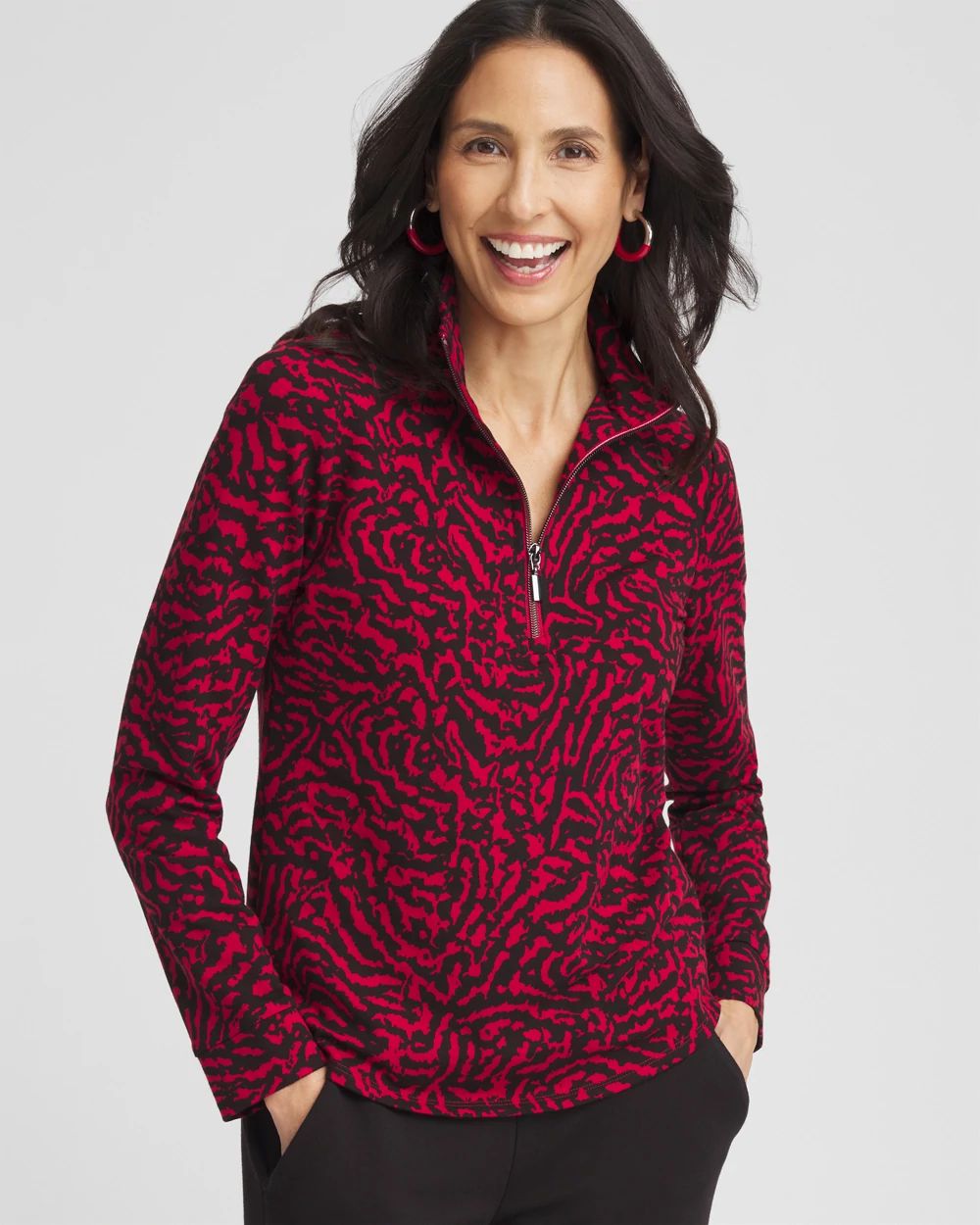 Zenergy® French Terry Half Zip Pullover Top