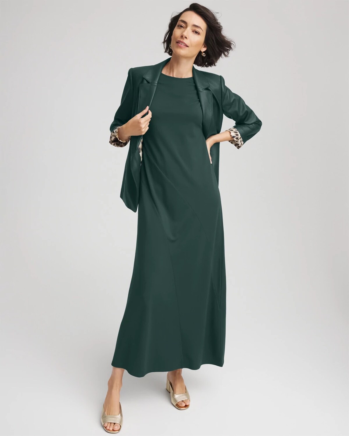 Chico's Dolman-sleeve Ponte Maxi Dress In Darkest Spruce In Green
