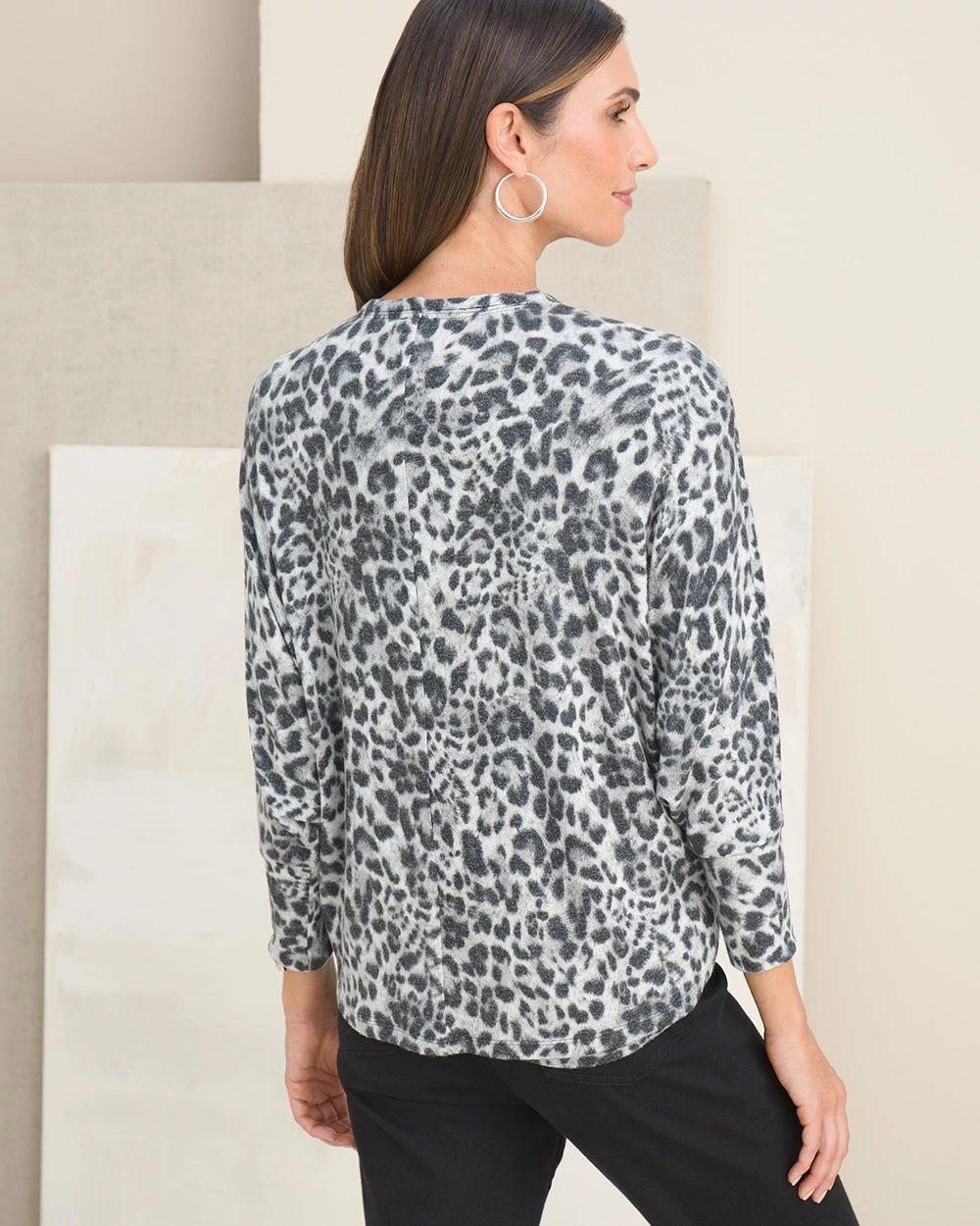 Animal-Print Cozy Knit Tie Cardigan