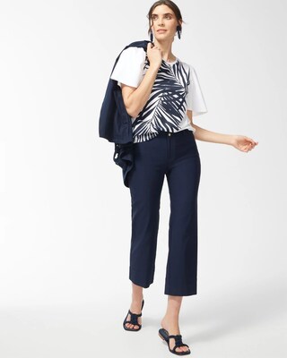 Palm Print Flounce Sleeve Tee