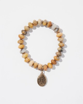 Floral Dangle Agate Stretch Bracelet