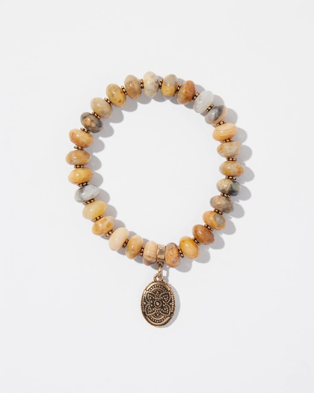 Floral Dangle Agate Stretch Bracelet