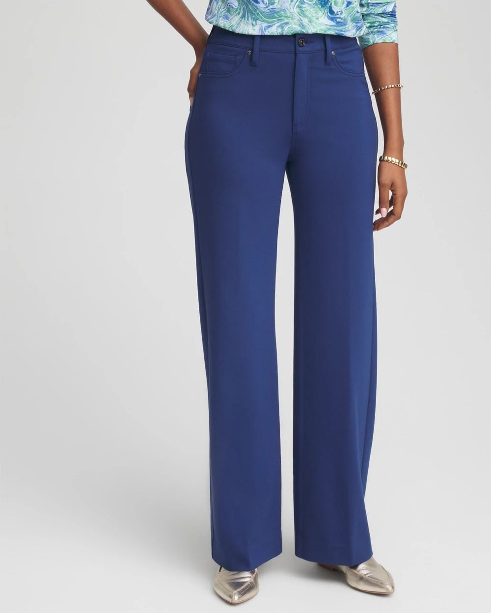 Five-Pocket Wide-Leg Ponte Pants