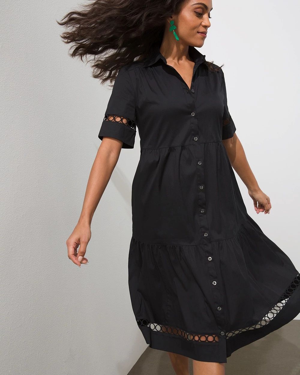 Hem Detail Tiered Shirt Dress