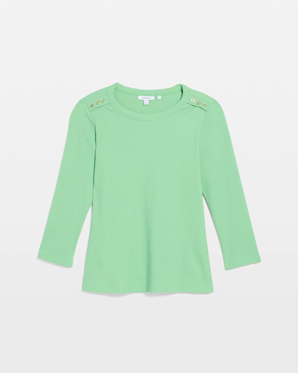 Ribbed Button Crewneck Tee