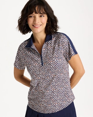 Zenergy® UPF Contrast Dot Half Zip Polo