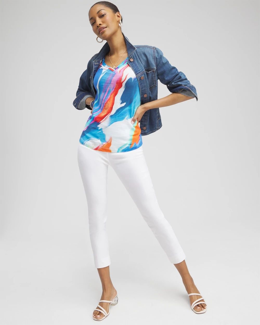 Abstract Elbow Sleeve A-line Tee click to view larger image.