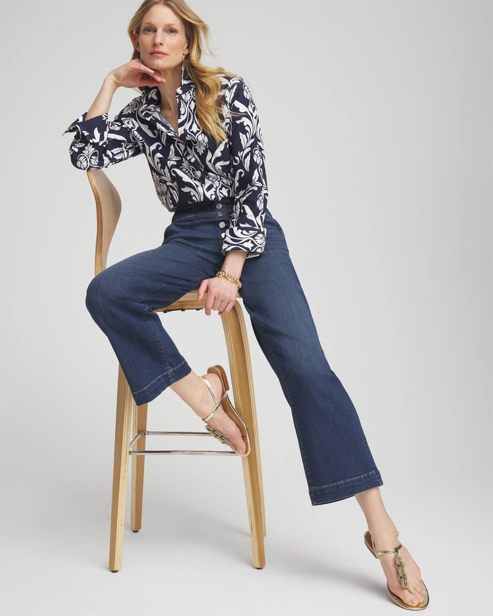 Pull-on Wide Leg Cropped Jeans