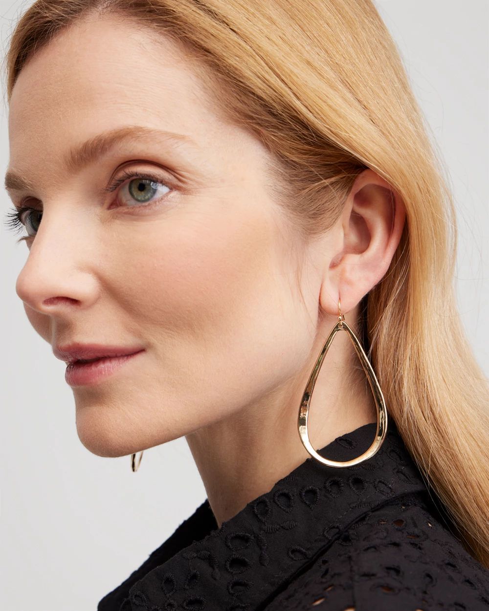 Gold Tone Teardrop Hoops