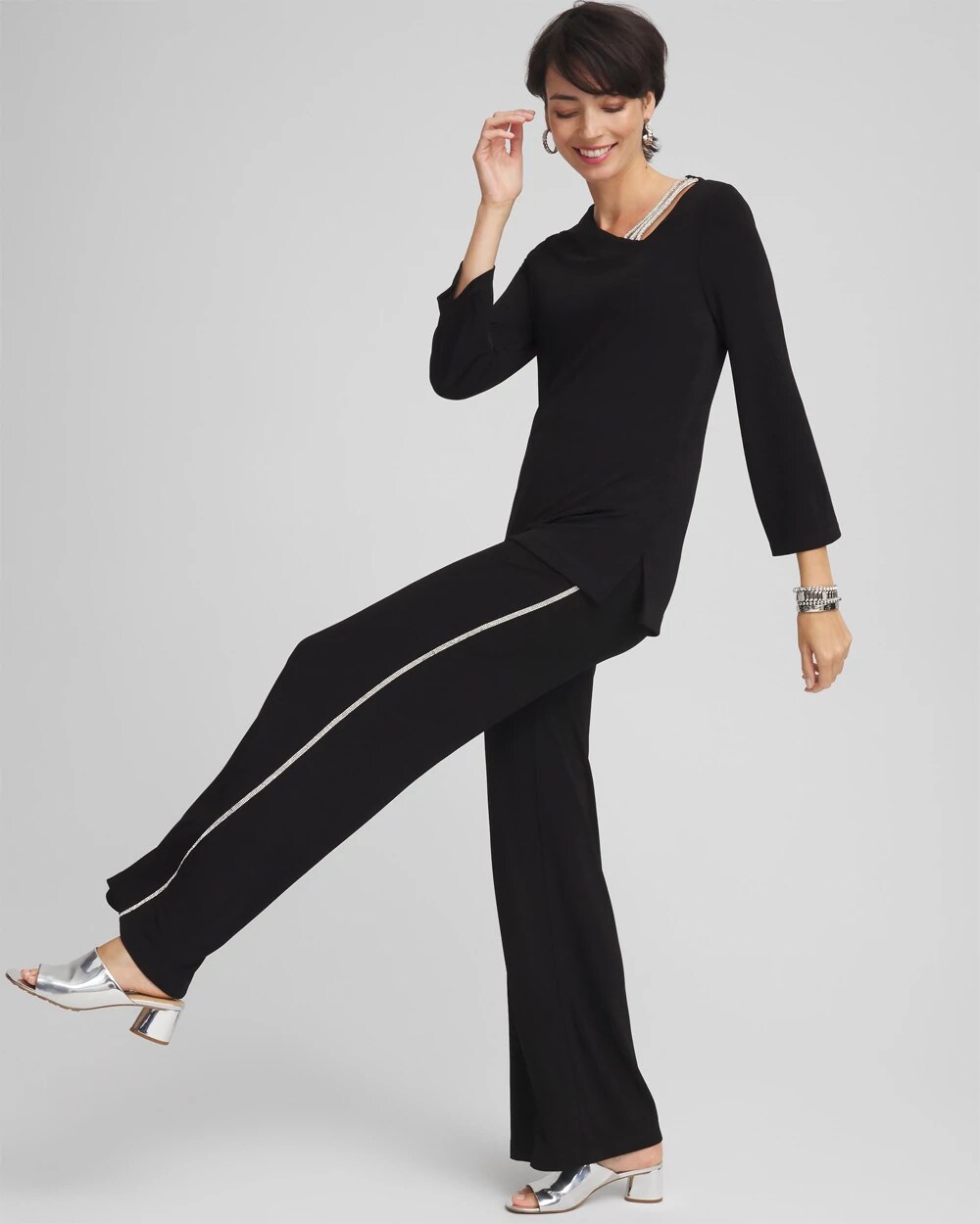 Petite Travelers™ Diamond Wide Leg Pant