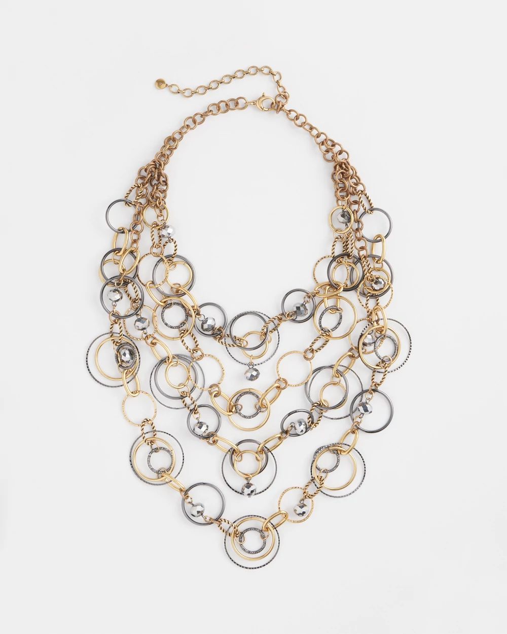 Mixed Metal Links Bib Necklace