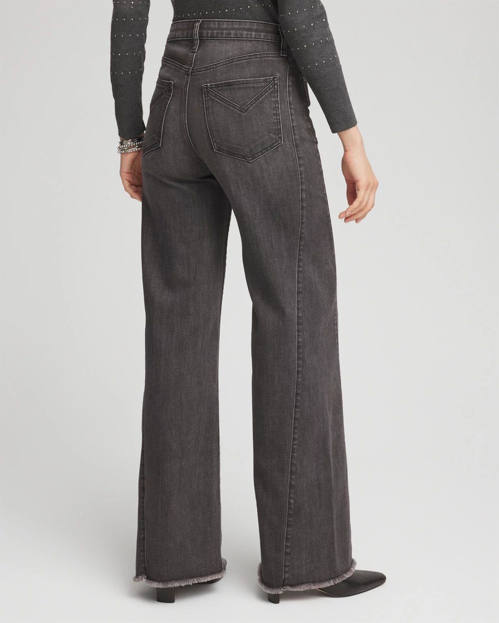 Wide Leg Frayed Hem Jeans click to view larger image.