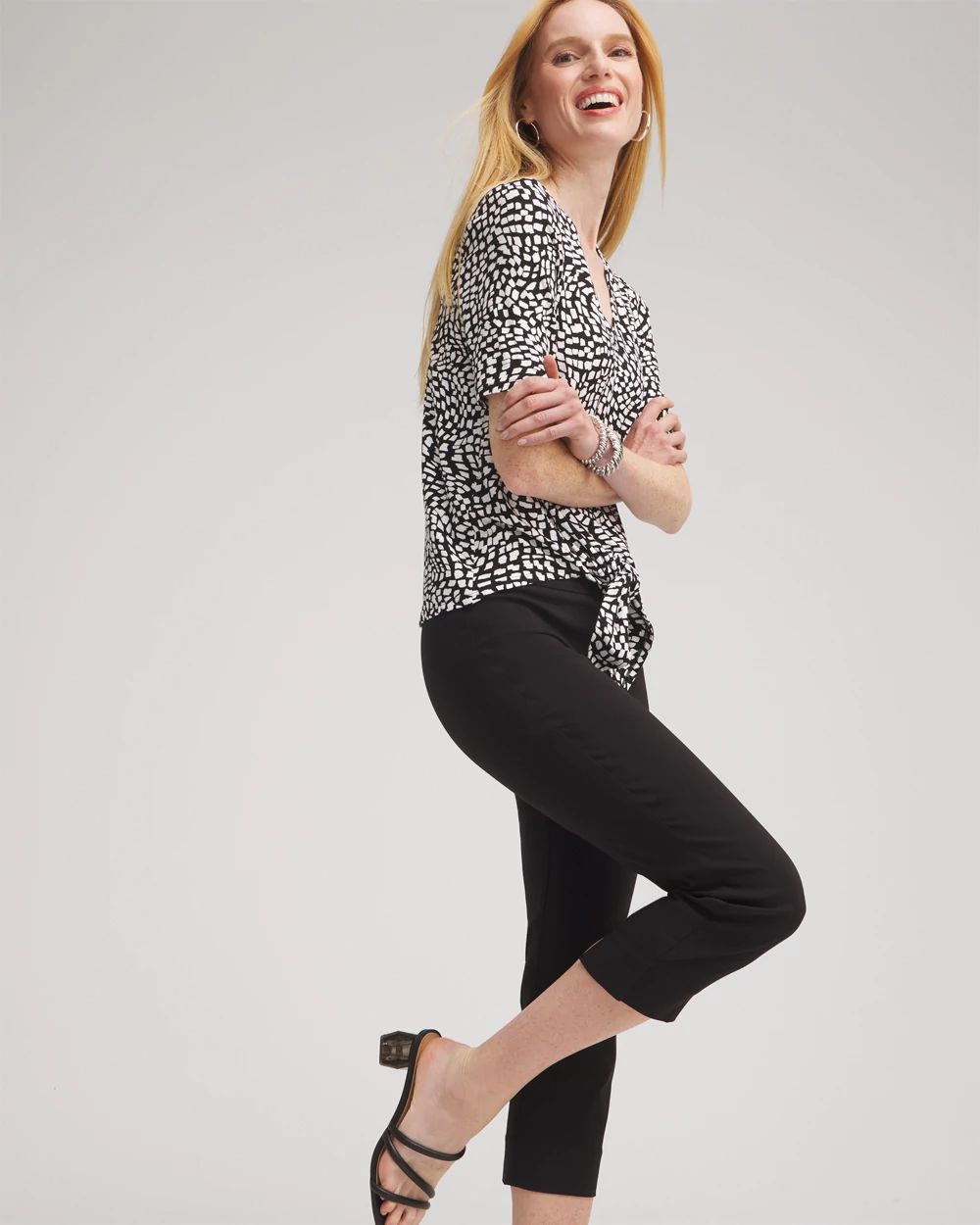 Wide Waistband Vented Pull-on Capris