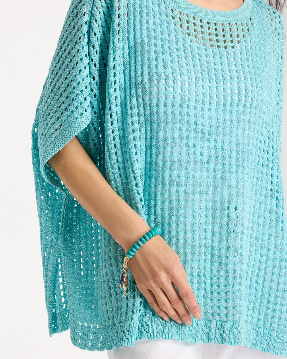 Lurex Open-Stitch Sweater Poncho