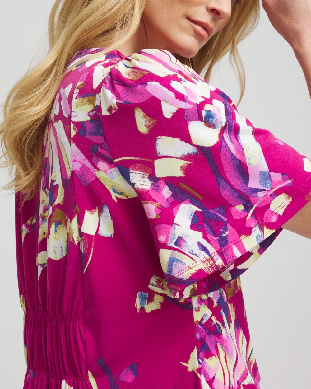 Petals Smocked Flutter-Sleeved Tee