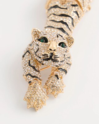 Faux Diamond Tiger Brooch click to view larger image.