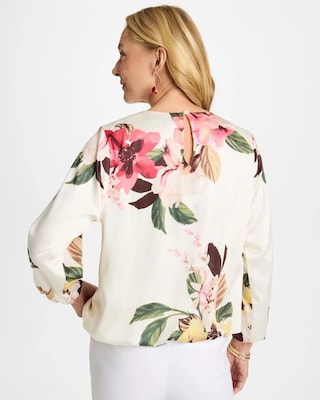 Crewneck Satin Bubble Hem Top click to view larger image.