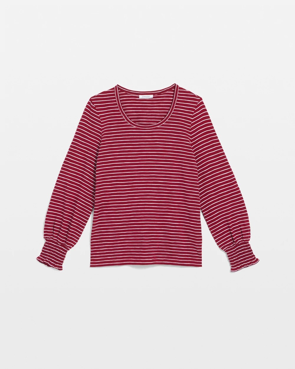 Smocked-Sleeve Cotton-Slub Tee