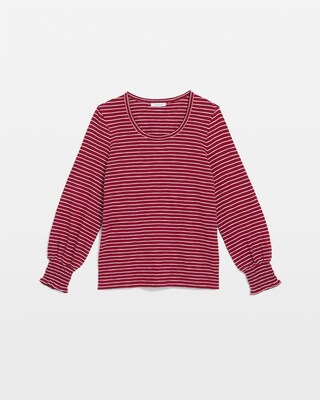 Smocked-Sleeve Cotton-Slub Tee click to view larger image.