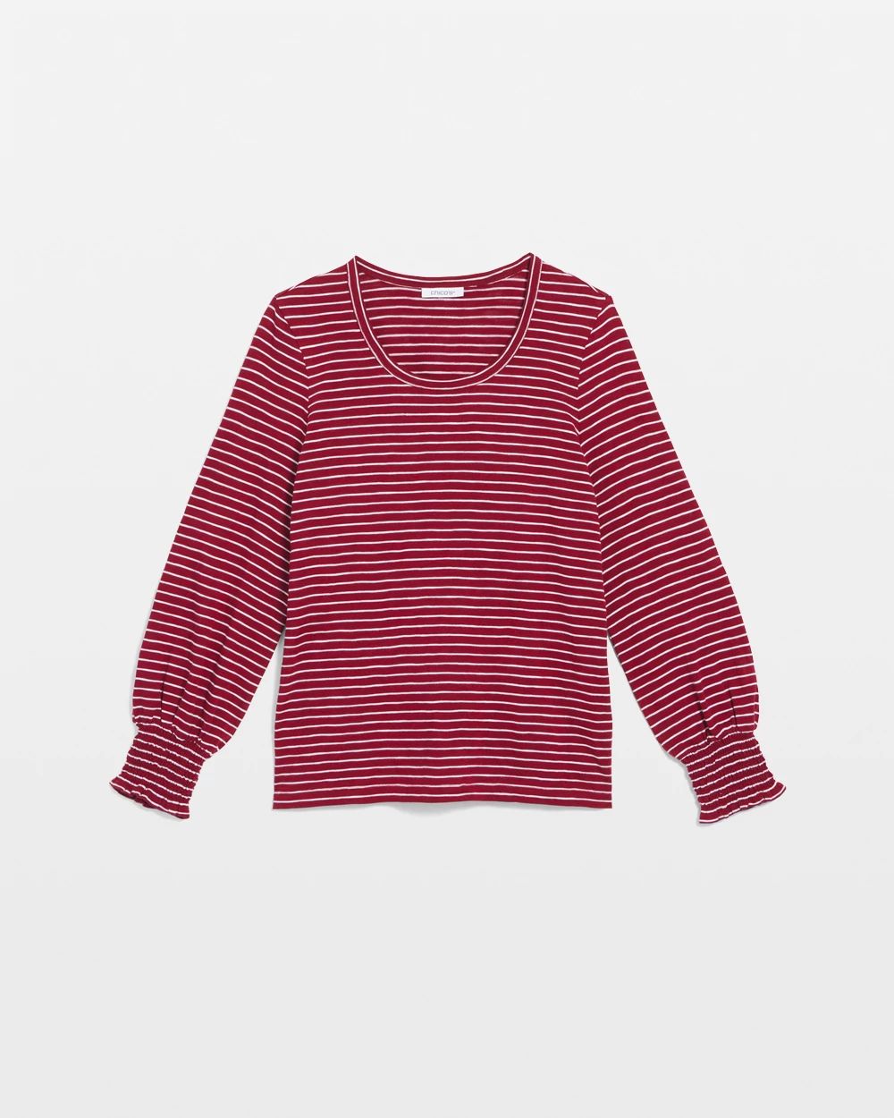 Smocked-Sleeve Cotton-Slub Tee
