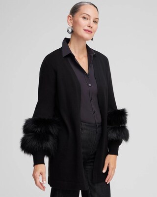 Faux Fur Trim Cardigan
