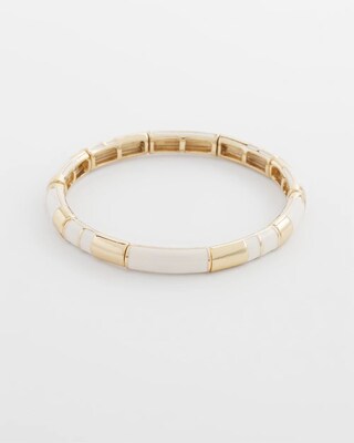 White Colorblock Stretch Bracelet