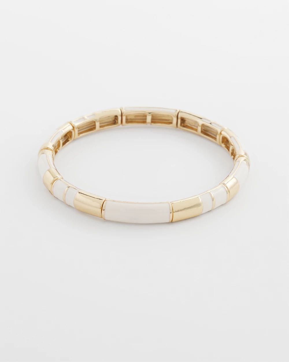 White Colorblock Stretch Bracelet