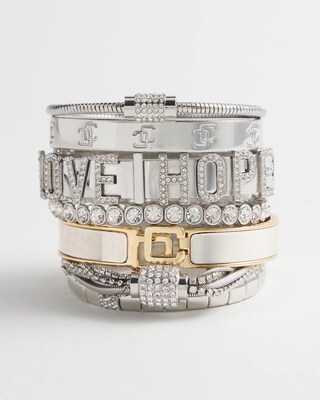 Silver Tone Pavé Barrel Bracelet