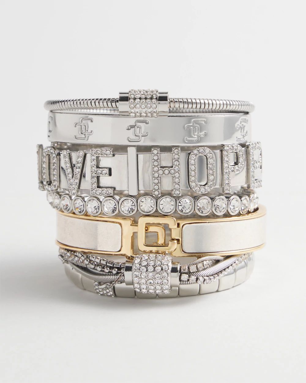 Silver Tone Pavé Barrel Bracelet