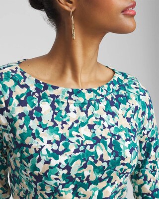 Camo 3/4 Sleeve Bateau Neck Tee