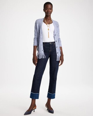 Girlfriend Frayed High-Rise Jeans