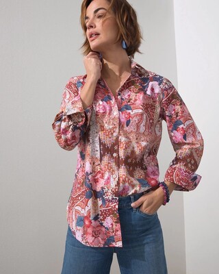 No-Iron Stretch Tapestry Print Shirt