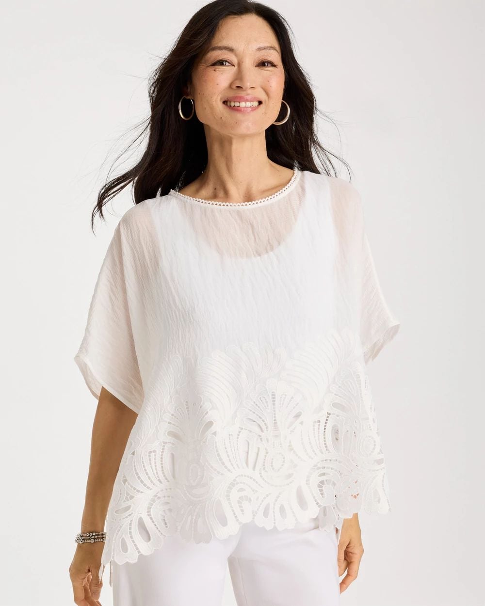 Crochet Lace Hem Poncho