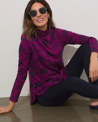 Floral Mockneck Pima Cotton Tunic