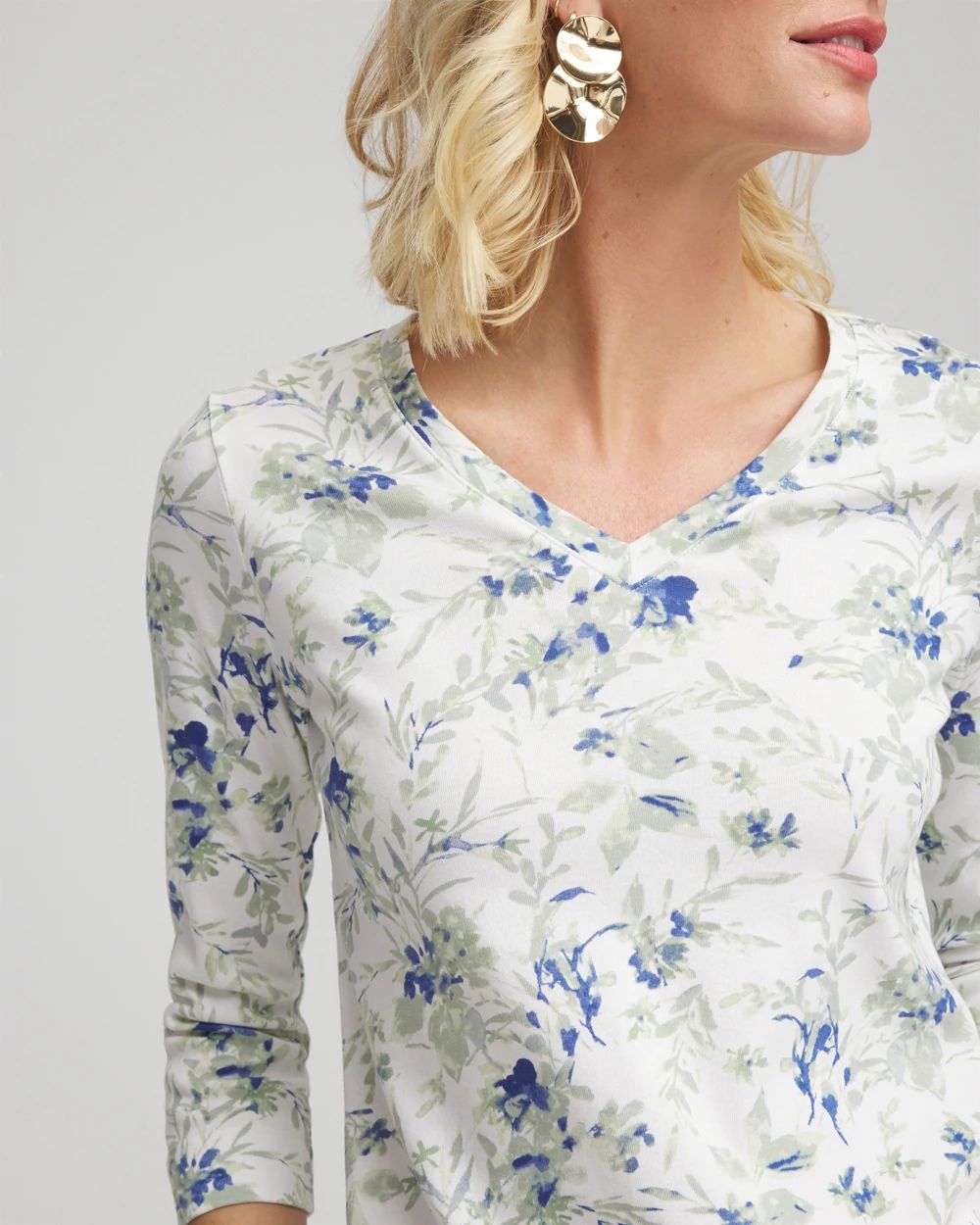 Floral Pima V-Neck Tee click to view larger image.