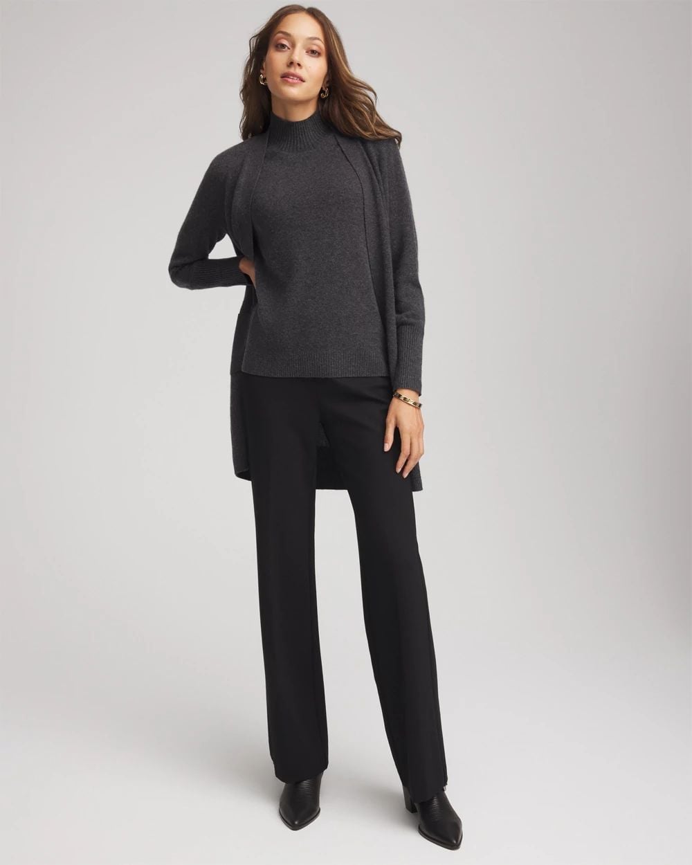 Cashmere Elbow-Sleeve Sweater click to view larger image.