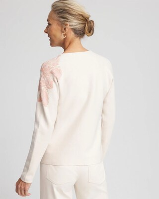 Jacquard Floral Pullover Sweater click to view larger image.
