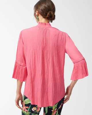 Pleated Flare Sleeve Blouse