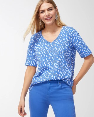 Pebble Print Seamed Slub Tee