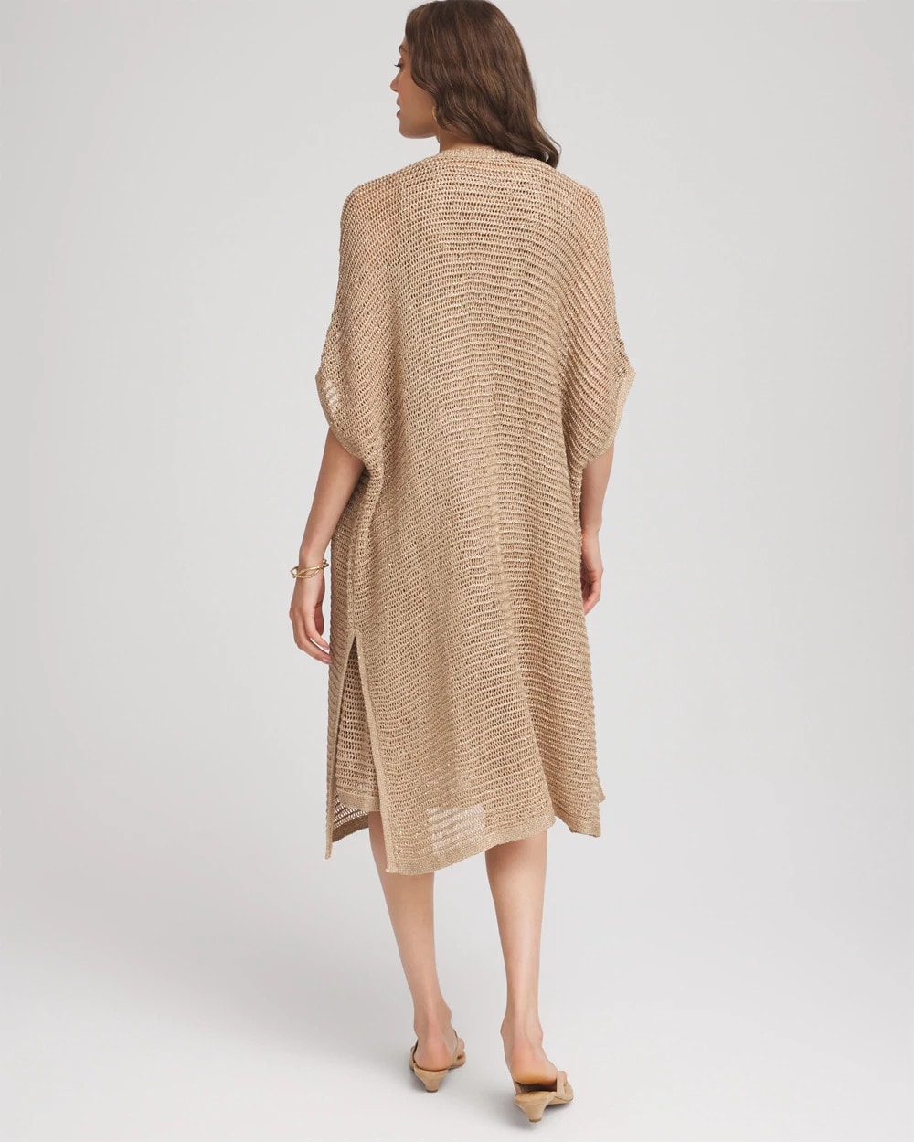 Crochet-Knit Sequins Ruana