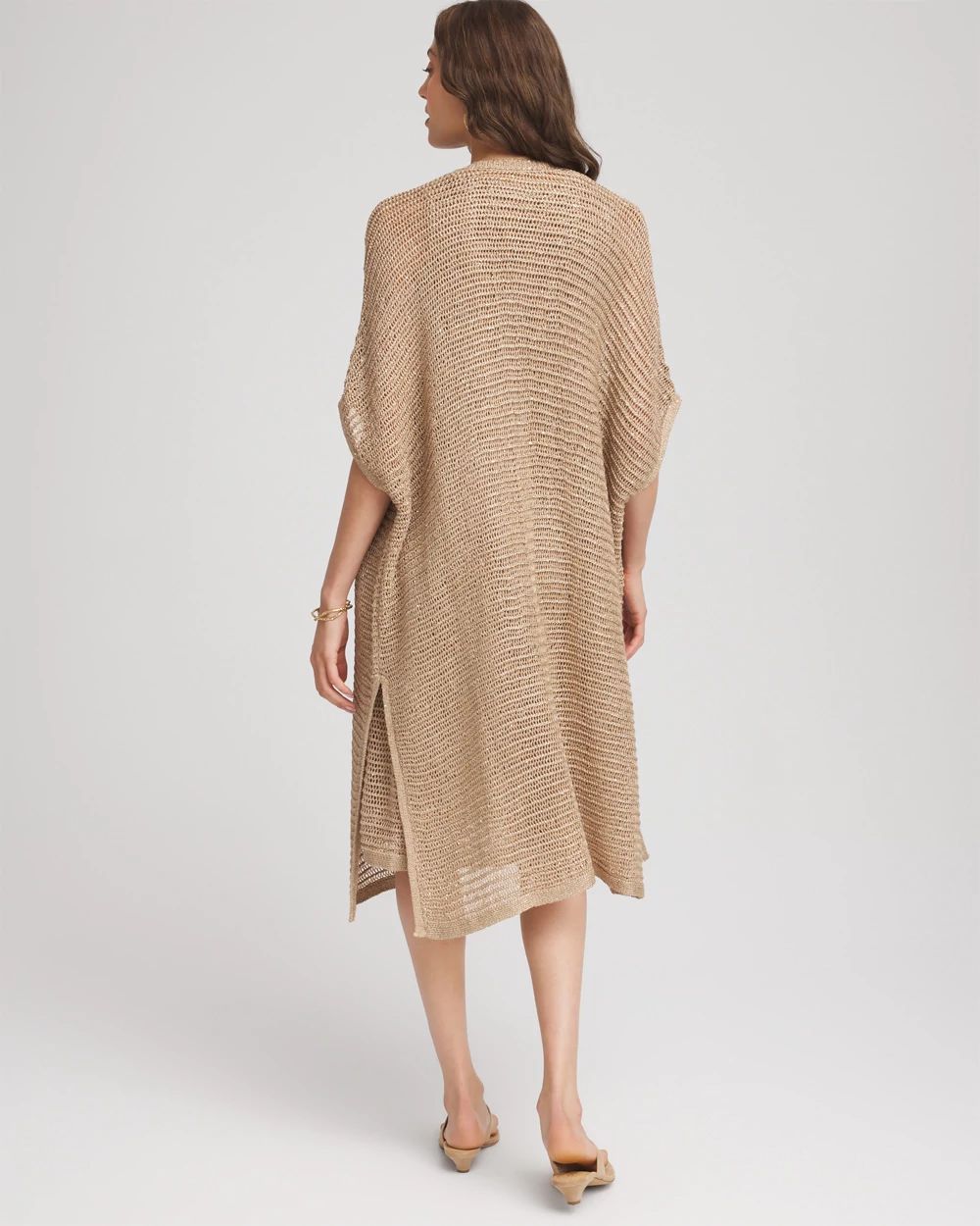 Crochet-Knit Sequins Ruana