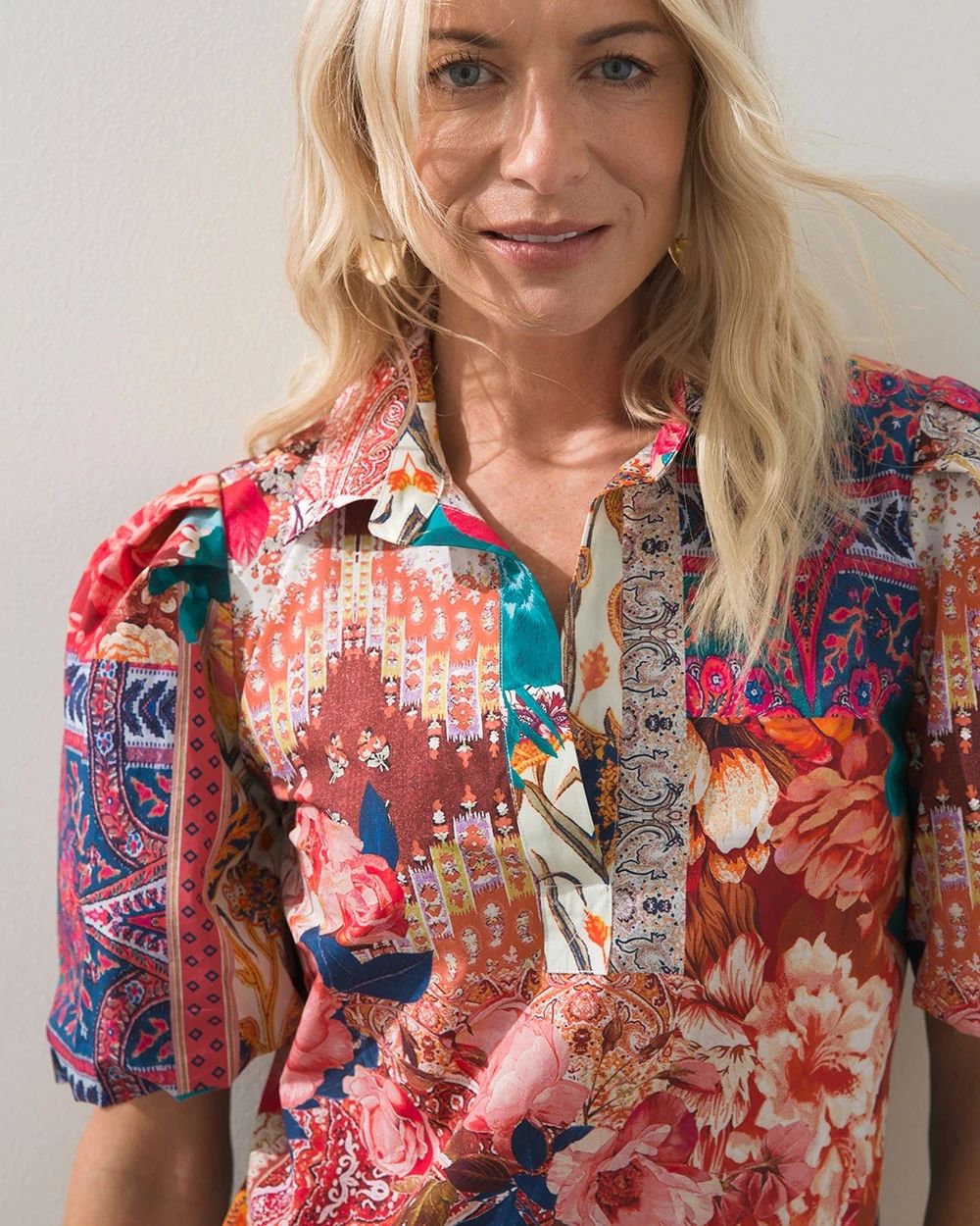 Pima Print Balloon Sleeve Dress