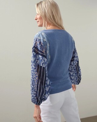 Embroidered Eyelet Sleeve Sweater