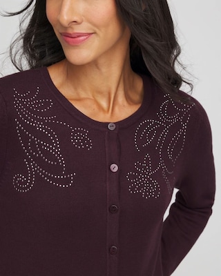 Ella Embellished Crewneck Cardigan click to view larger image.