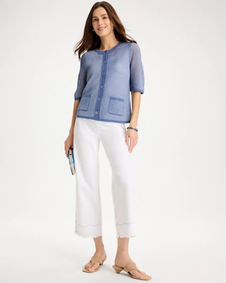 Petite Pull-On Wide-Leg White Crop Jean click to view larger image.