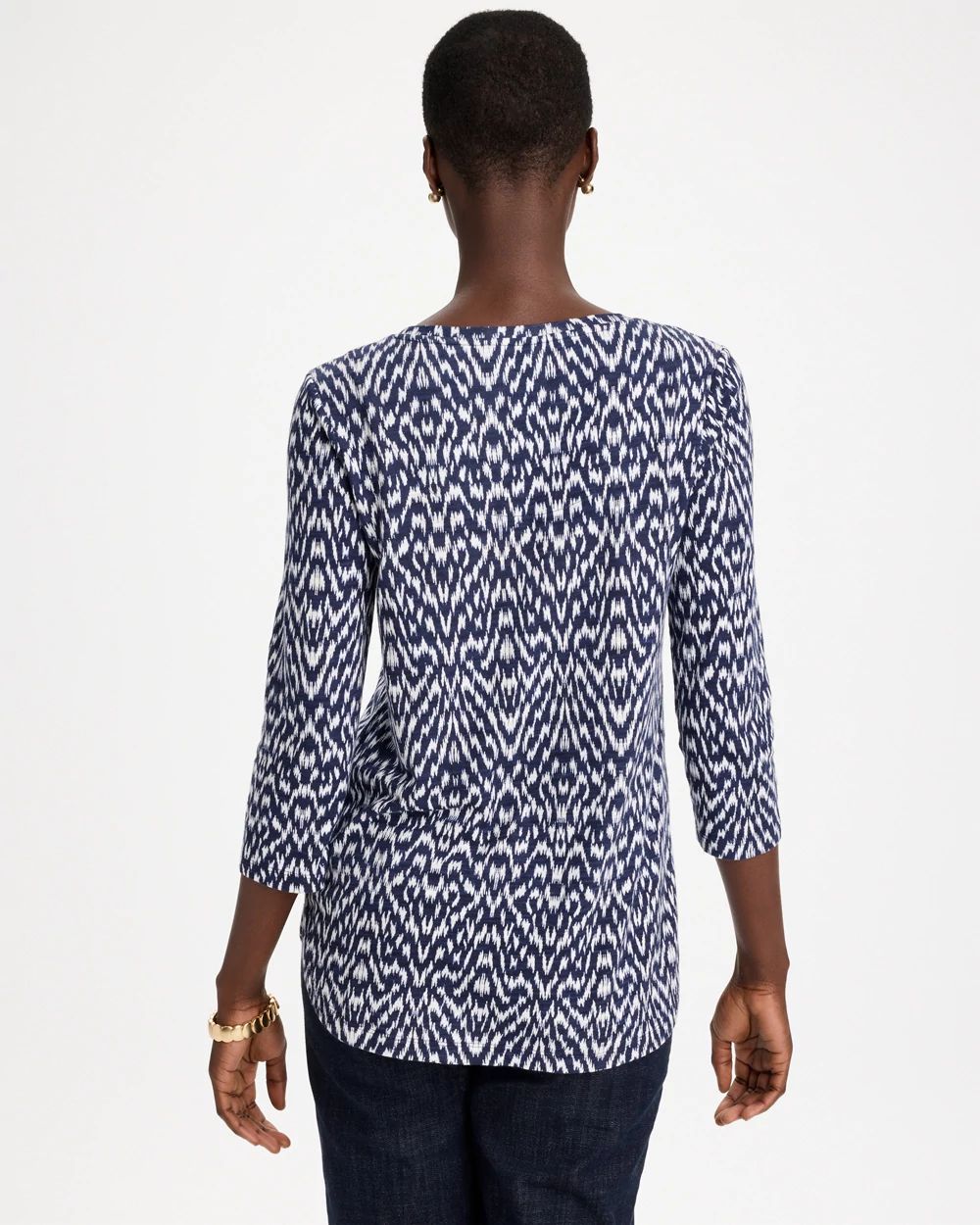 Geo Cotton Slub 3/4 Sleeve Tee click to view larger image.