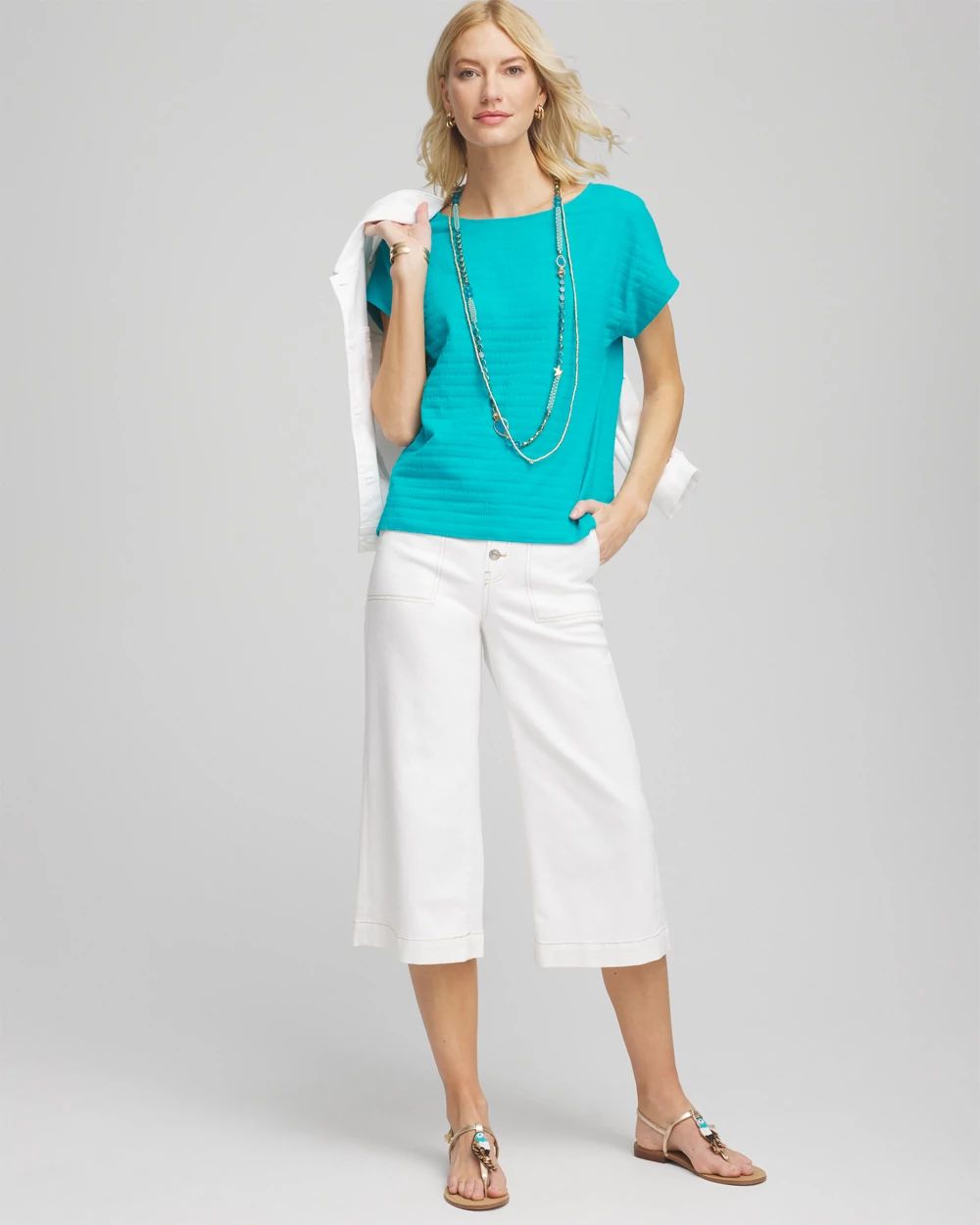 Modern Cap Sleeve Textured Tee