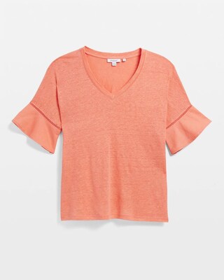 Linen Blend Flutter Sleeve Top