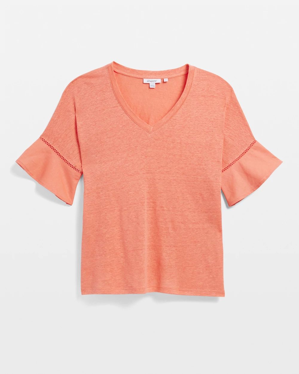 Linen Blend Flutter Sleeve Top